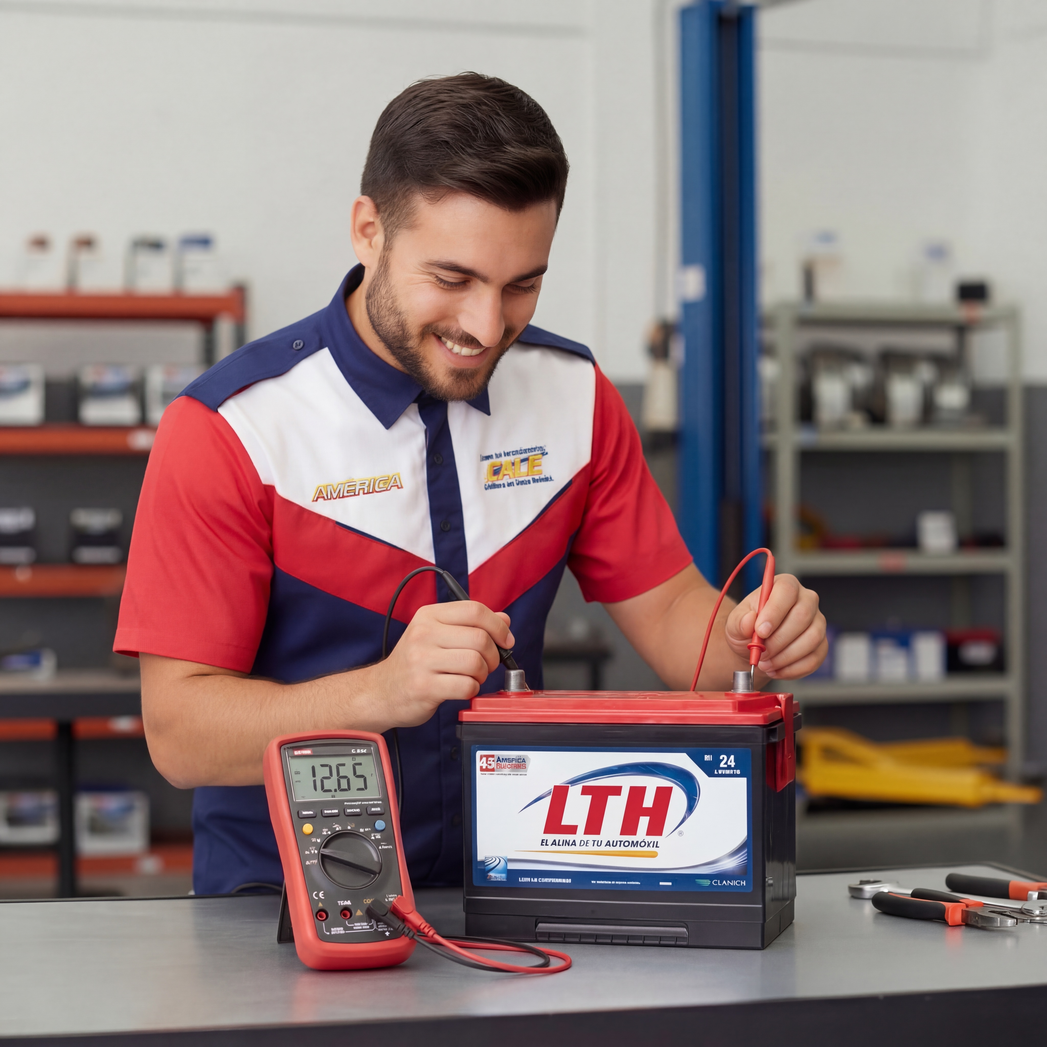 Técnico revisando batería LTH
